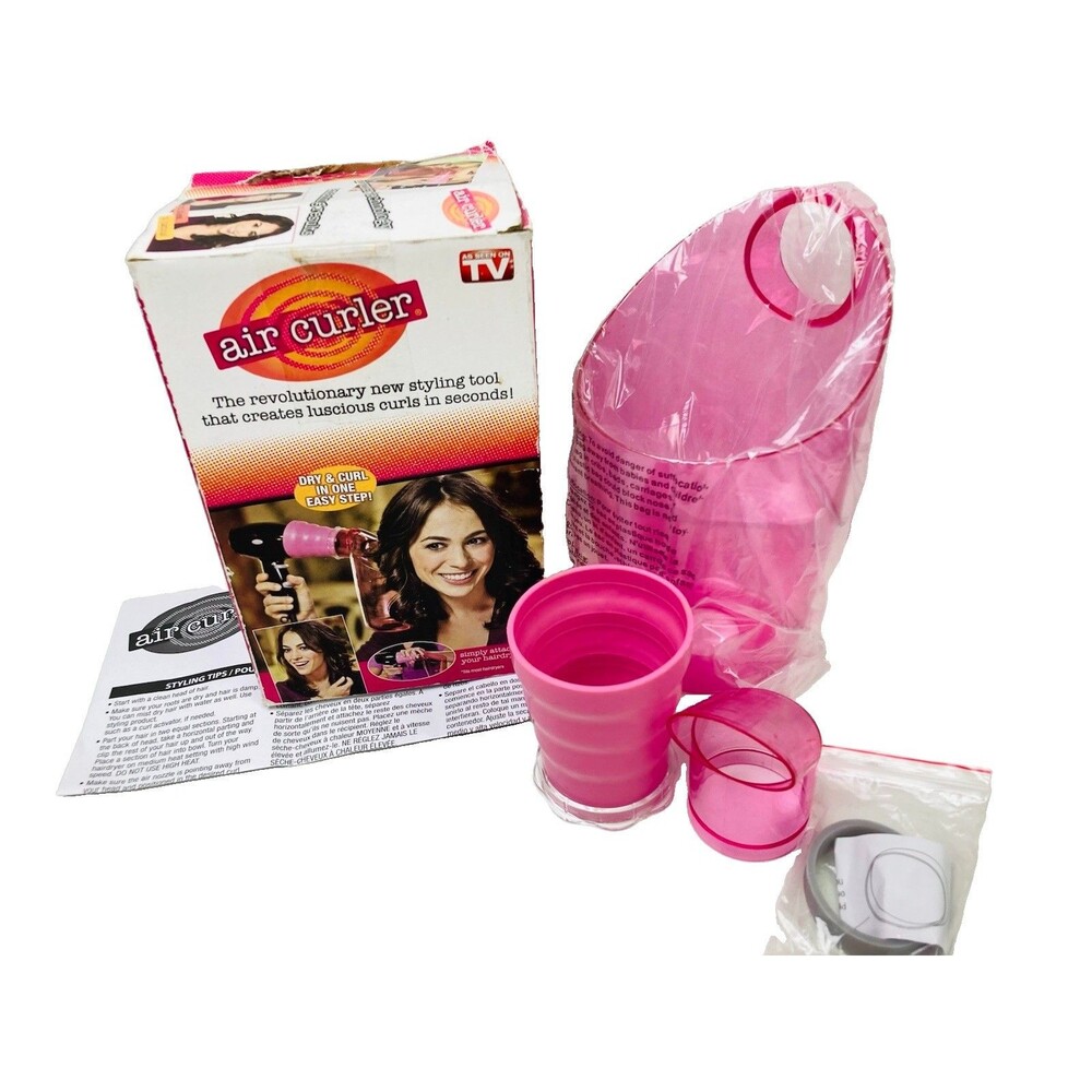 Air Curler Pink Hair Dryer Curl Barrel Styling Tool As Seen On TV Box Attachment